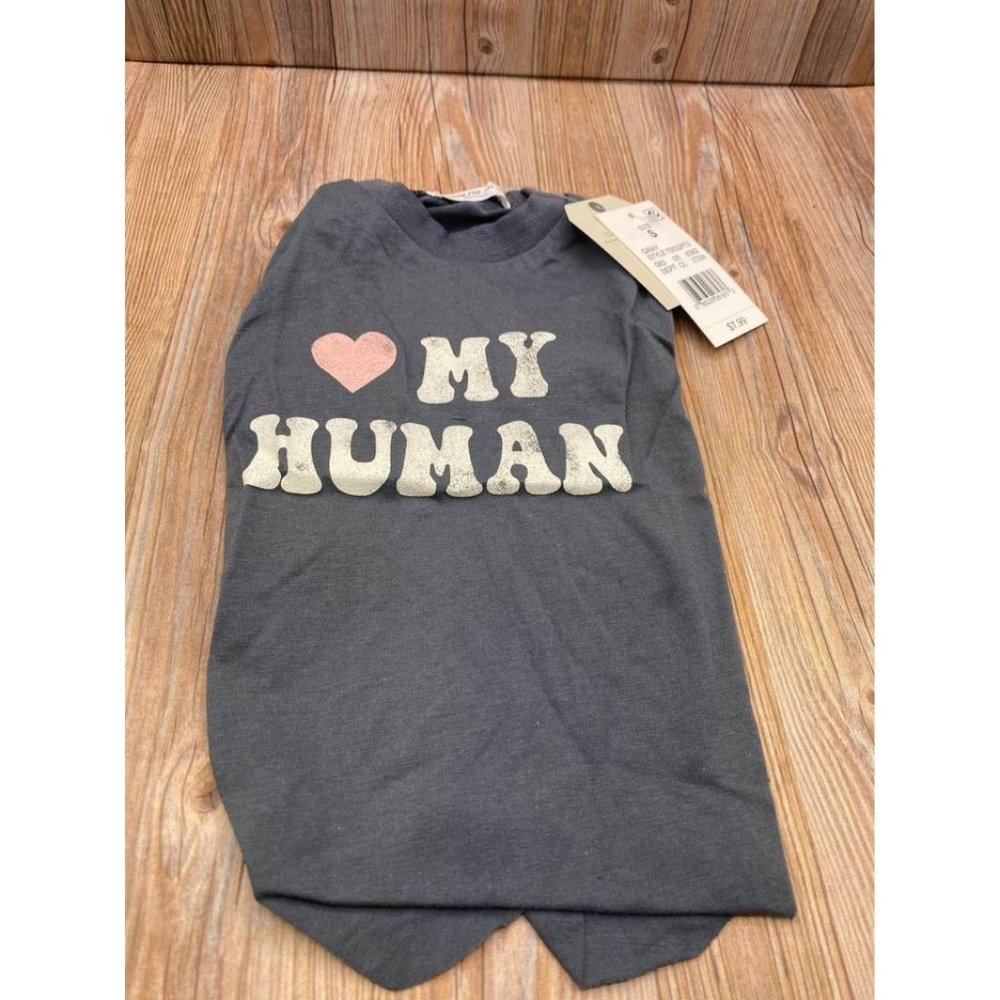Grayson Pup Heart My Human Crew Dog Tee - Gray - S